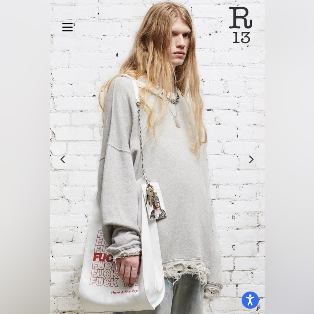 R13 Grey vintage sweatshirt. Size XL.